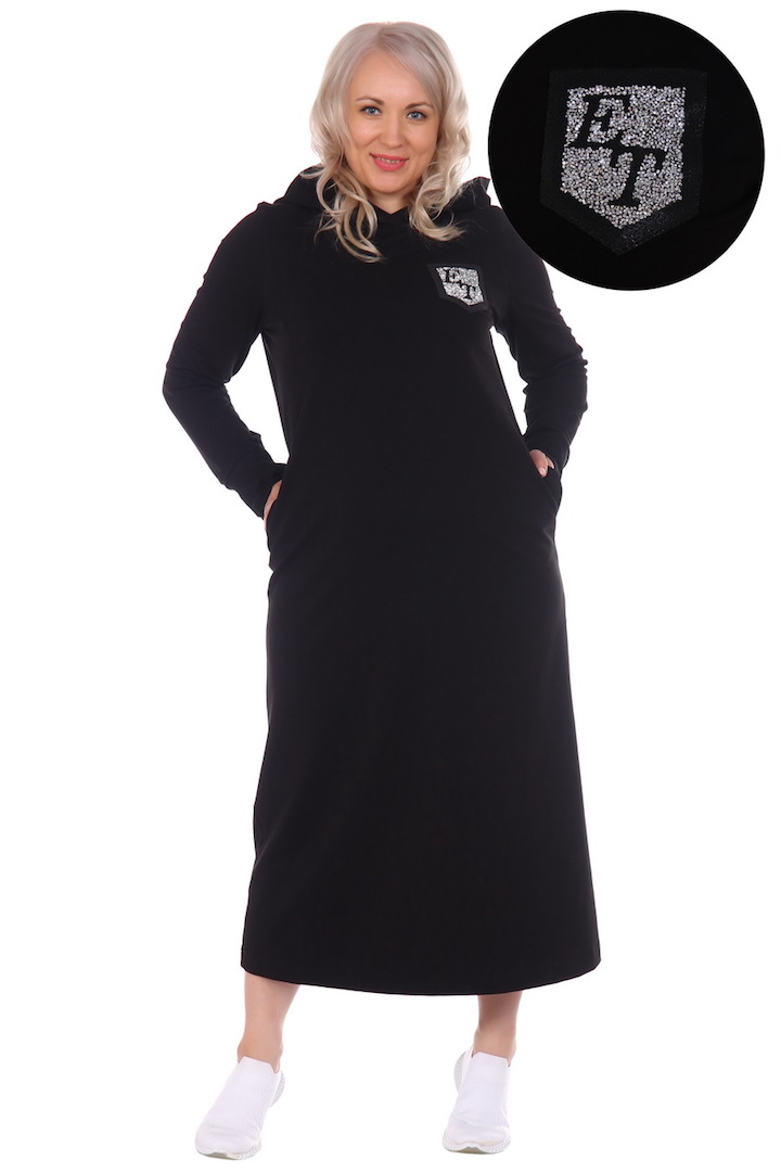 Фото товара 20267, черное платье с капюшоном